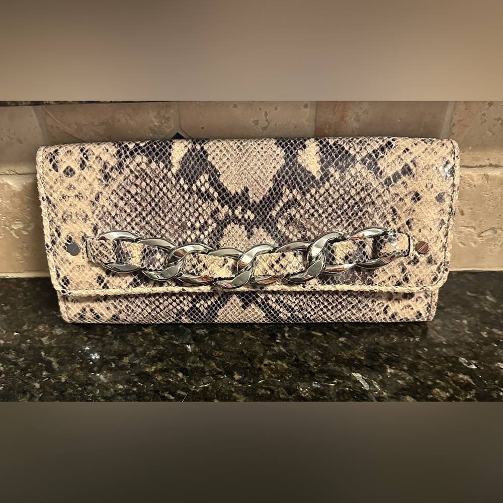 Michael Kors Snake Skin Embossed Clutch Retail $228